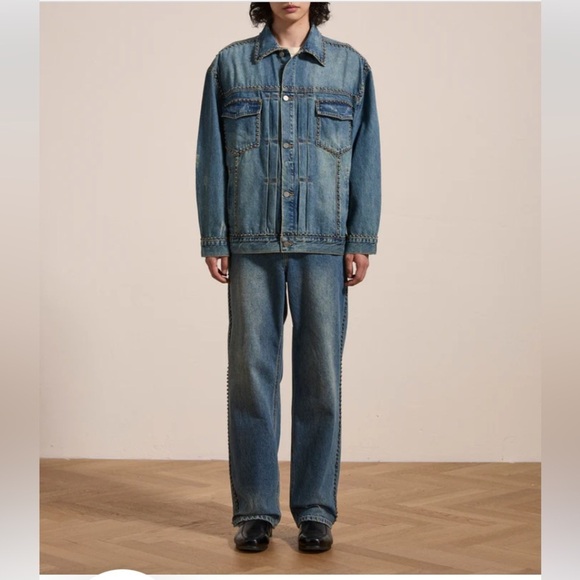 FOUND Azar Studded Oversized Denim Jean Jacket NWT Statement Layering Piece - Picture 15 of 16